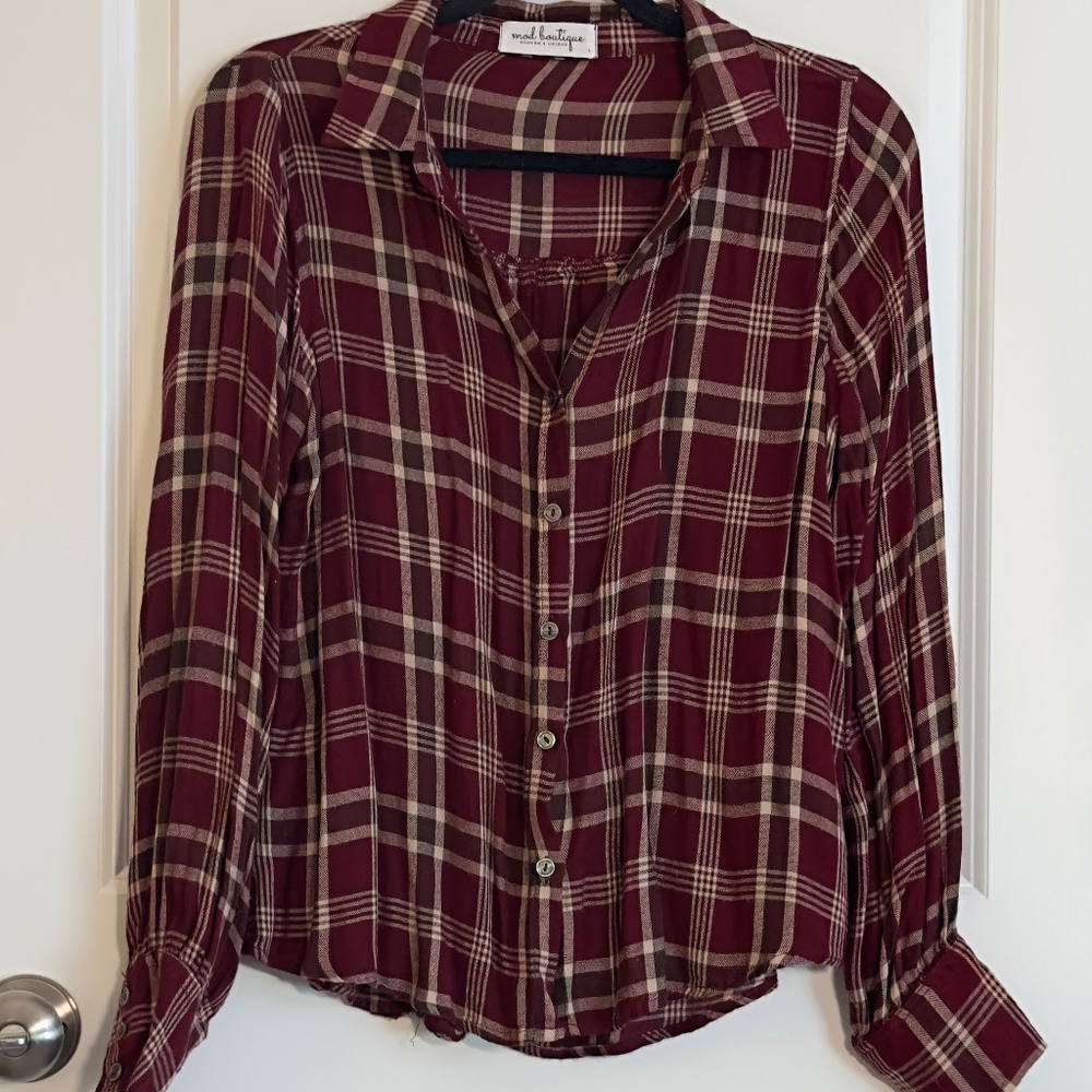 Mod Boutique Burgundy Plain Shirt